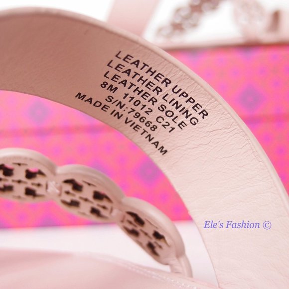 NIB Tory Burch Tiny Miller Toe Ring Leather Sandal Shell Pink US 7 10.5 AUTHENTC - Picture 13 of 16